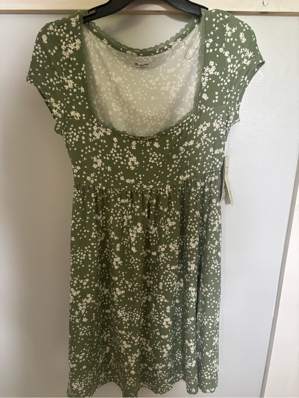 No Boundaries Olive Green Floral Scoop-Neck Midi Dress